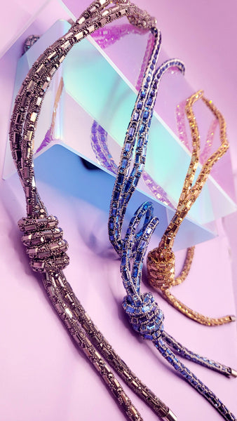 Long Crystal Knot Sparkly Necklace