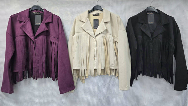 Tassled Suedette Button Jacket