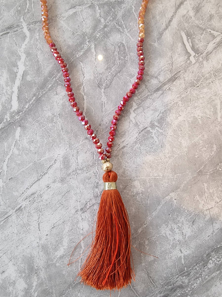 Orange Semi Precious Stone Tassle Necklace