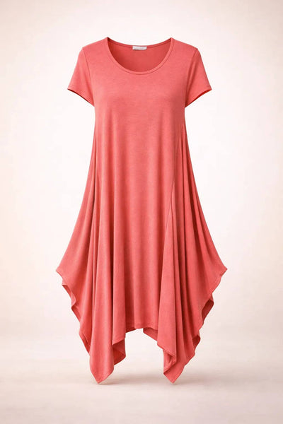 Italian Oversized Floaty Hem Jersey Short Sleeved Midi Dress