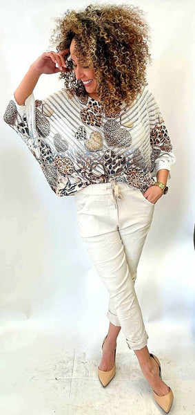 Leopard Heart V Crochet Mesh Knit