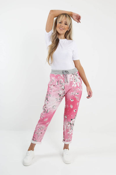 Italian Leaf Floral Cotton Trouser