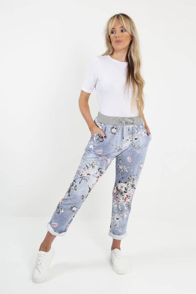 Italian Leaf Floral Cotton Trouser