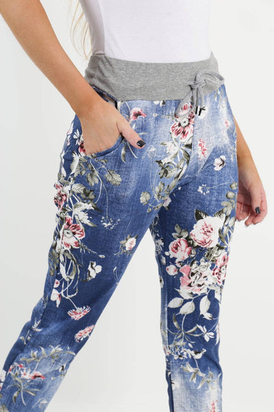 Italian Leaf Floral Cotton Trouser