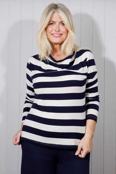 Cowl Neck Striped Top
