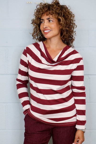 Cowl Neck Striped Top