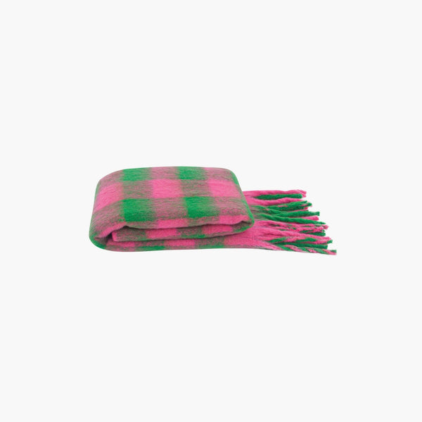 Joey Heavyweight Scarf- Green/pink, Square Check