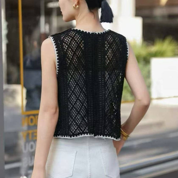 Embroidered Crochet Floral Vest
