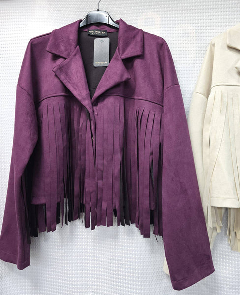 Tassled Suedette Button Jacket
