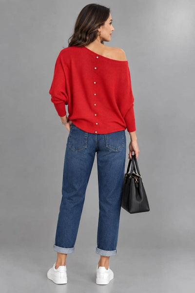 Cozy Soft Pearl Back Batwing Knit