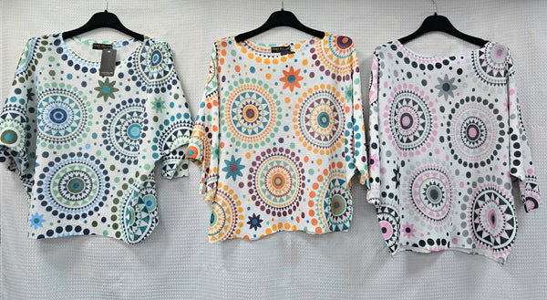 Mosaic Print Fine Mesh Knit