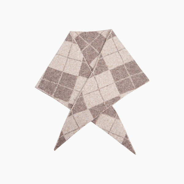 Traditional Check Triangle Heavyweight Scarf in Cream/Beige
