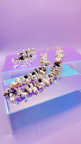 Aminra Crystal Duo Necklace & Earrings