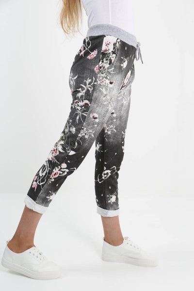Italian Leaf Floral Cotton Trouser