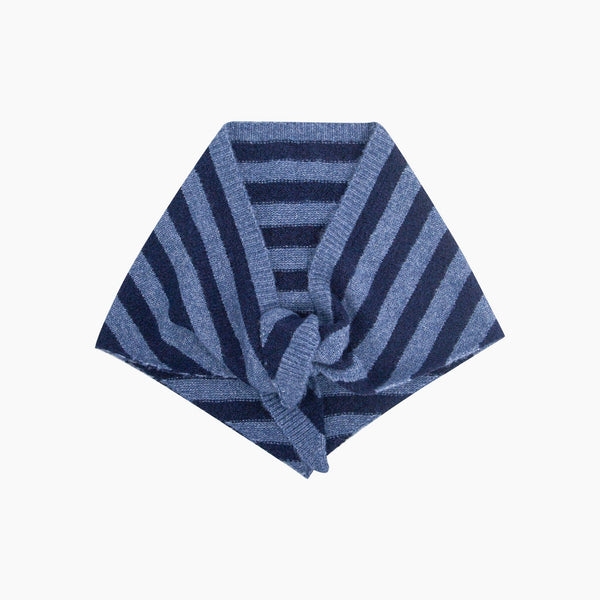 Striped Triangle Heavyweight Scarf in Denim Blue/Navy Blue