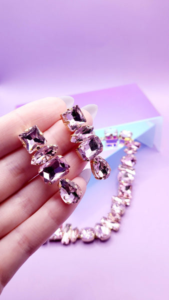 Aminra Crystal Duo Necklace & Earrings