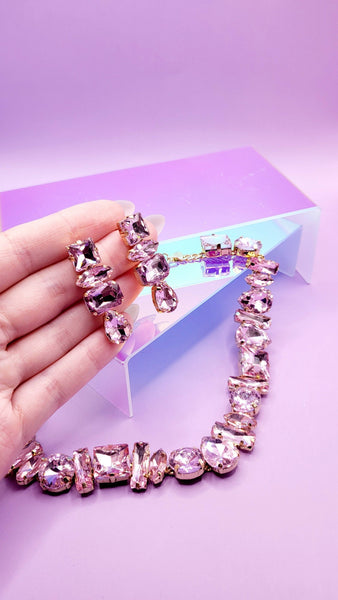 Aminra Crystal Duo Necklace & Earrings