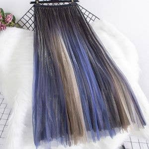 Rainbow Gradient Pleated Skirt