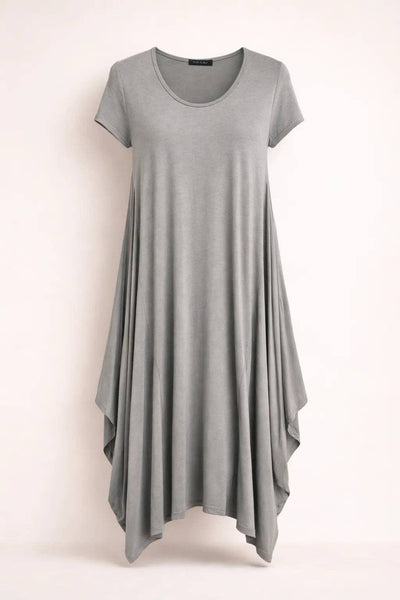 Italian Oversized Floaty Hem Jersey Short Sleeved Midi Dress