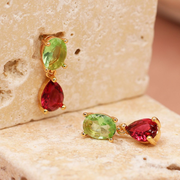 Double drop crystal earrings