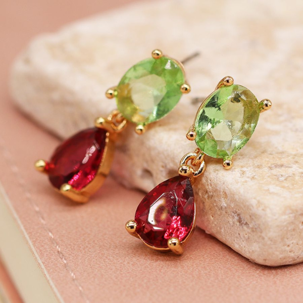 Double drop crystal earrings