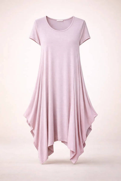 Italian Oversized Floaty Hem Jersey Short Sleeved Midi Dress