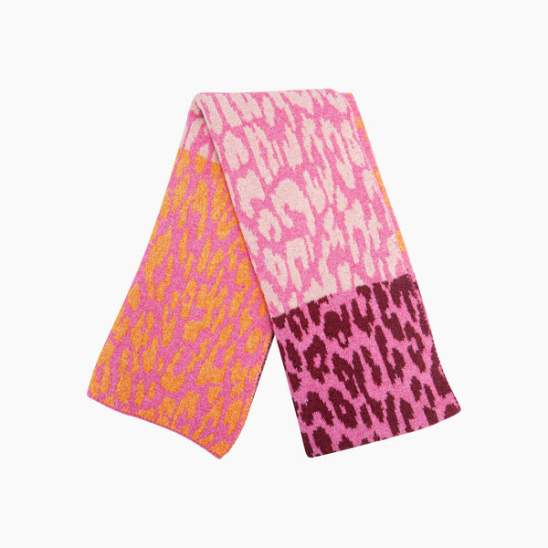 Colour Block Heavyweight Scarf in Pink/Orange