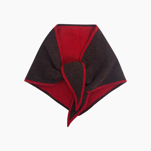 Contrast Trim Triangle Heavyweight Scarf in Brown/Red