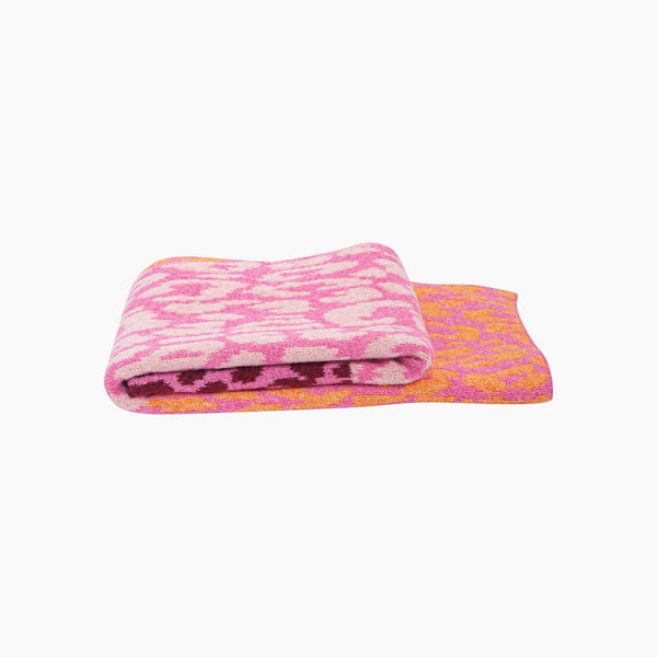 Colour Block Heavyweight Scarf in Pink/Orange