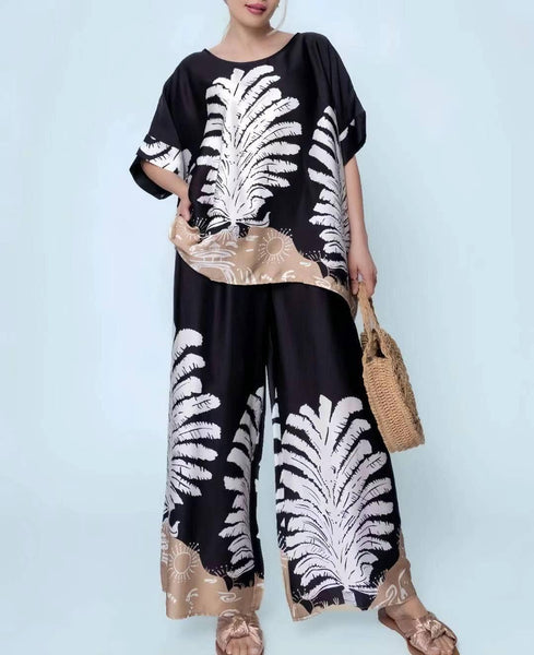 Palms Two Piece Sateen Digital Print Set