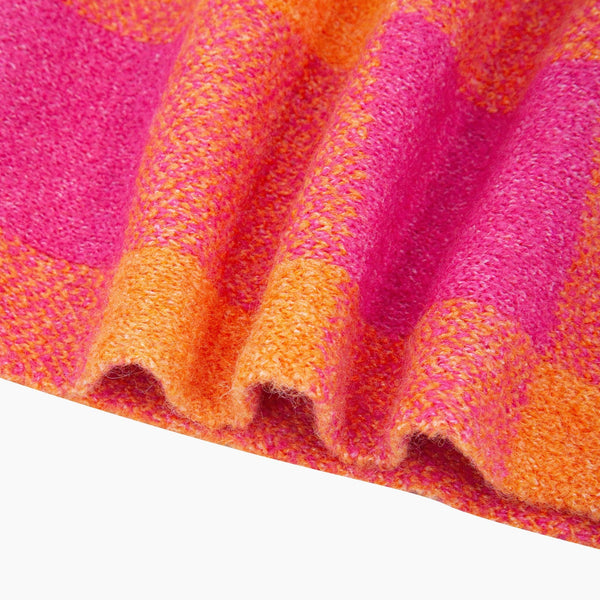 Check Triangle Heavyweight Scarf in Orange/Pink