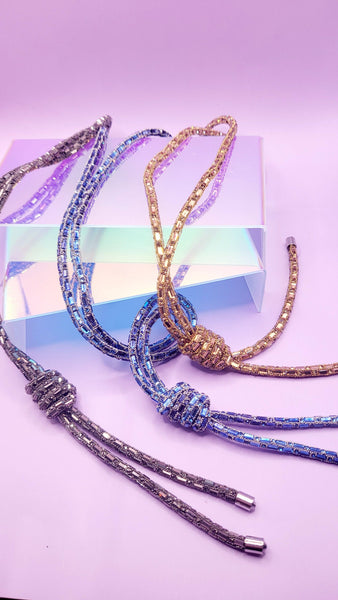 Long Crystal Knot Sparkly Necklace