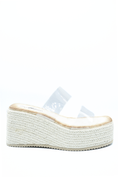 Transparent Double Strap Platform Wedge Heels