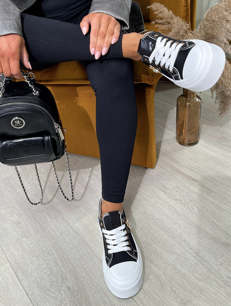 Luxe Bee Decorative Lace Up Platform Trainers