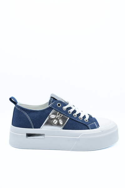 Luxe Bee Decorative Lace Up Platform Trainers