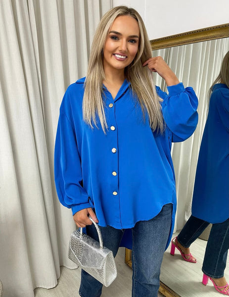 Oversized Collared Button Down Top