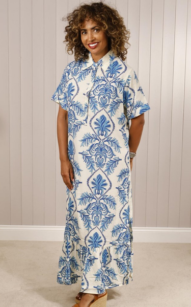 Dress - Silk mix palm print shirt dress from Goose Island