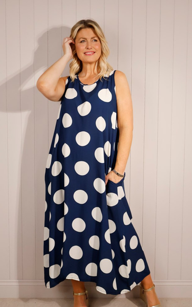 Polka Dot Sleeveless Long Dress