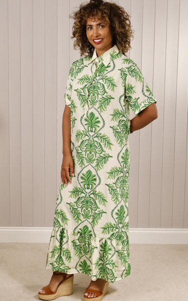 Dress - Silk mix palm print shirt dress from Goose Island
