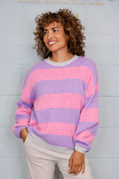 Tri Colour Striped Jumper