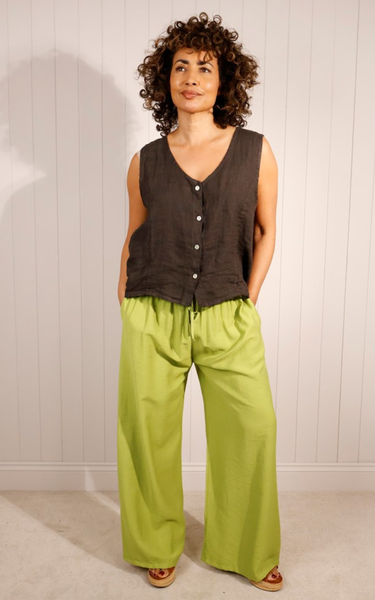 Elasticated Waist Plain Floaty Trousers