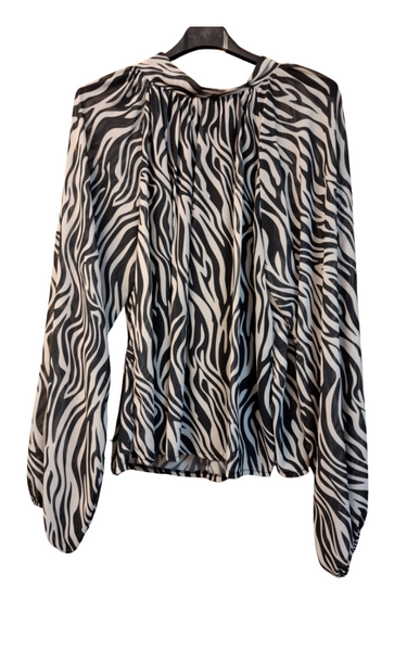 Bow Back Zebra Print Blouse