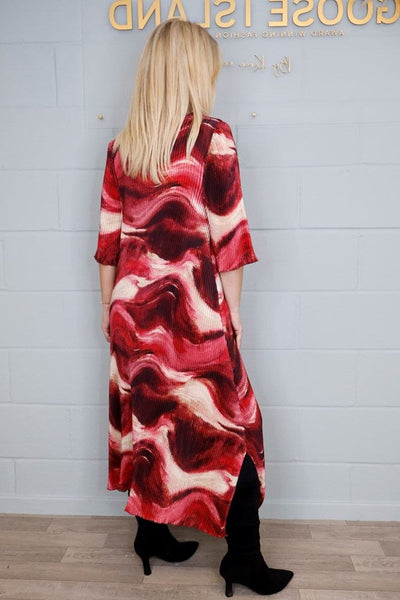 Pleated Dress Swirl Print