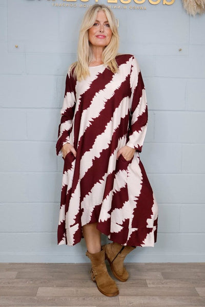 Brush Stroke Print Dress