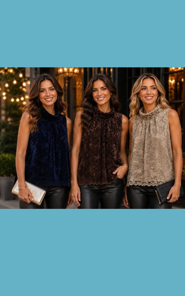 Lace on Velvet Collar Top