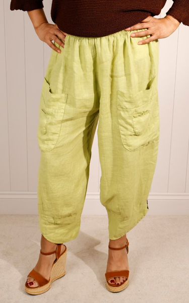 Button Detail Linen Trouser