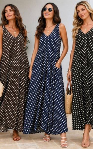 Polka Dot Parachute Lurex Cotton Maxi Dress