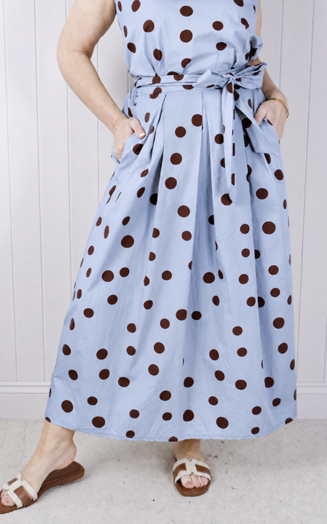 Cotton Tie Polka Dot Skirt