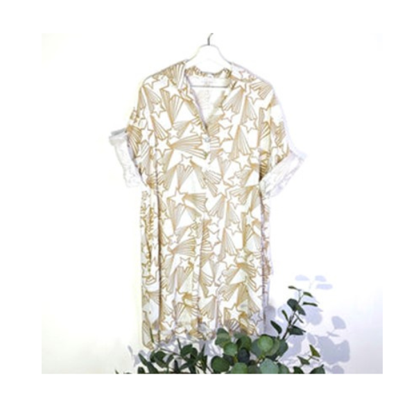 Shirt dress - Taupe & White Star