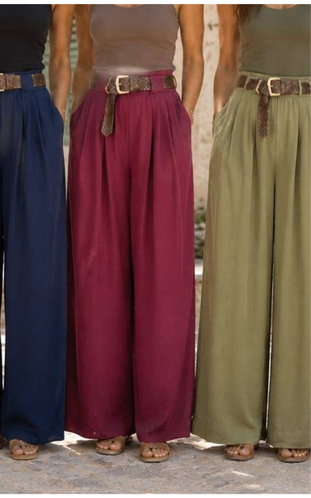 Belted Wide Leg Trousers